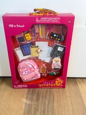Our Generation "Off To School" Doll Accessory Set With Backpack Supplies Repor