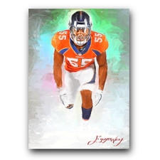 Bradley Chubb #2 Art Card Limited 44/50 Edward Vela Signed (Denver Broncos)