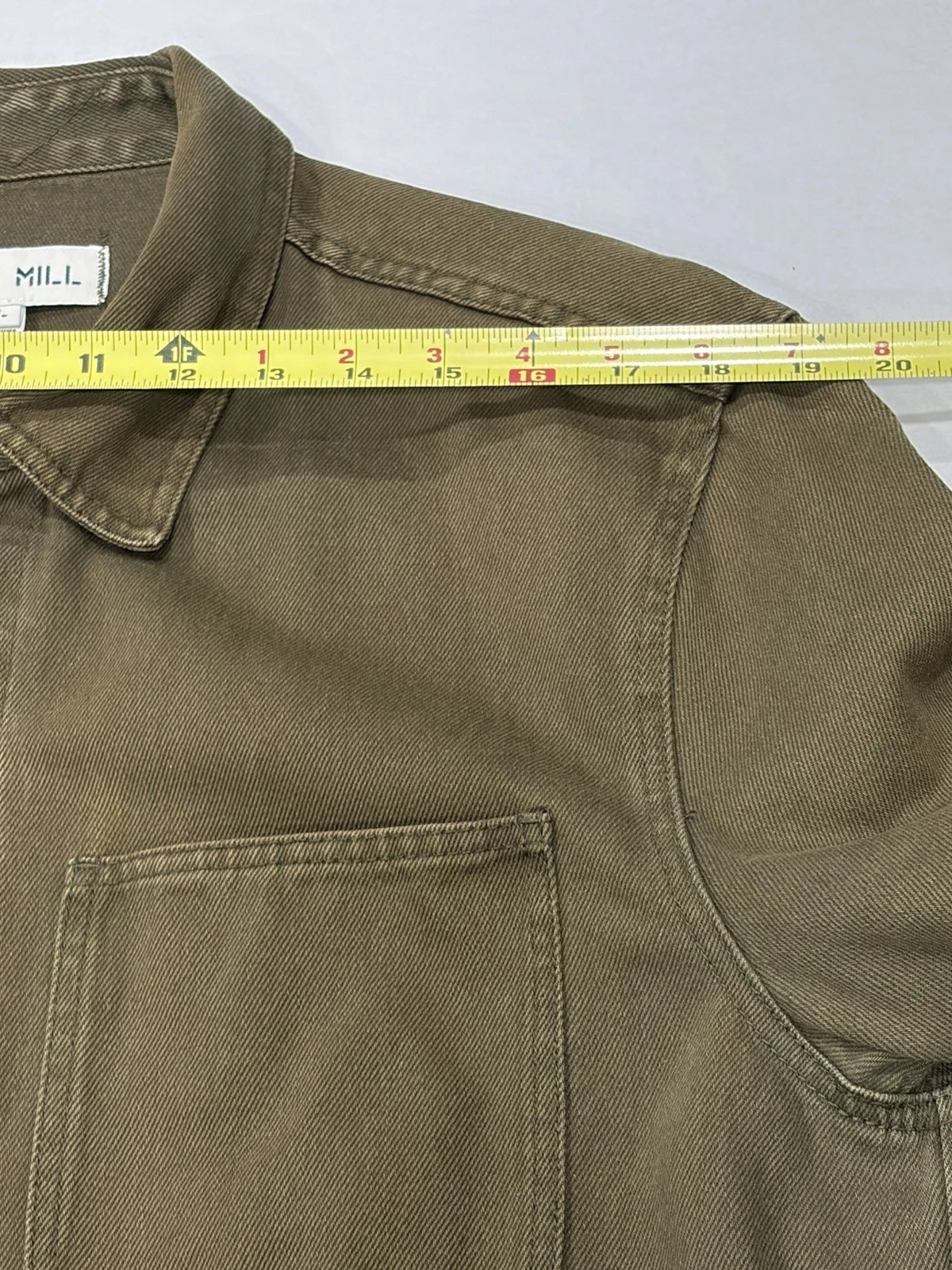 ALEX MILL Garment Dyed Work Jacket Chore Coat Recycled Denim Military Green L - product detail image 7