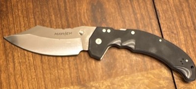 Cold Steel Mayhem AUS-10A Clip Point Plain Edge, Black G-10, Lockback, Clip