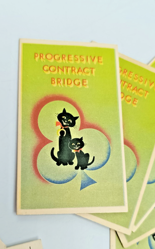 MASCOTTE PROGRESSIVE BRIDGE SCORING KARTEN. GEMISCHTE DESIGNS SCHWARZE KATZE. CLOWN. VERPACKT - Bild 2 von 21