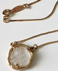 Vintage Napier Gold Tone Herringbone Chain Necklace Frosted Clear Crystal Rose — photo 7