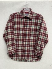 Vintage Pendleton Wool Flannel Shirt Mens M Red Tan Blue Plaid Made in USA