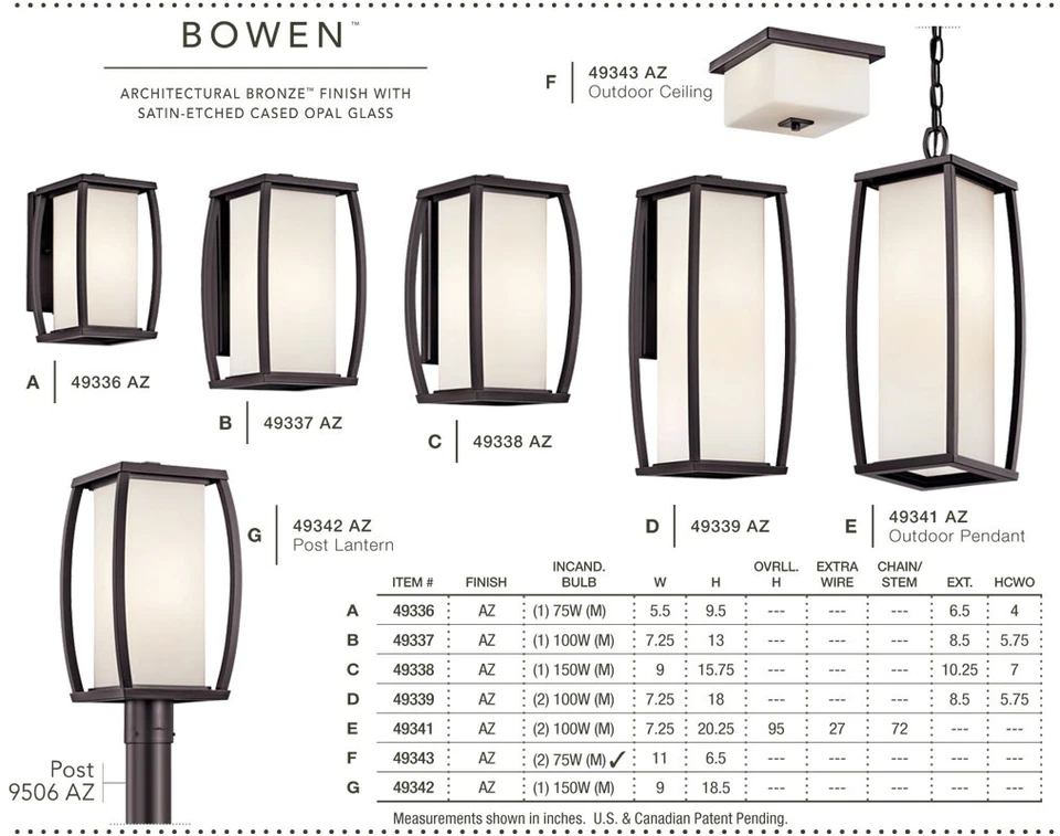 Lámpara de poste exterior Kichler 49342 1 luz arriba/abajo iluminación 18,5" - bronce Foto 2 de 2