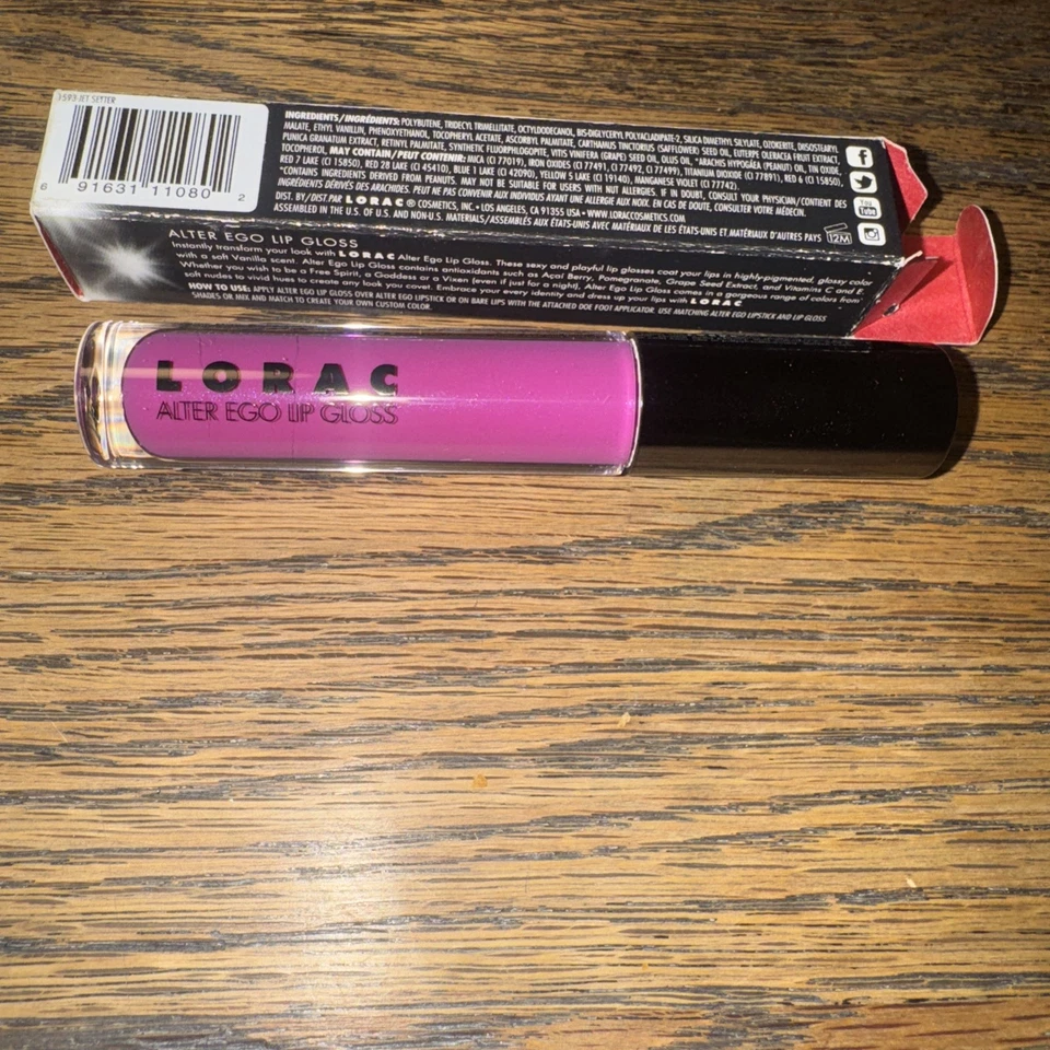 Brillo de labios LORAC Alter Ego "Jet Setter" / ROSA. 100% nuevo. RARO Foto 2 de 3