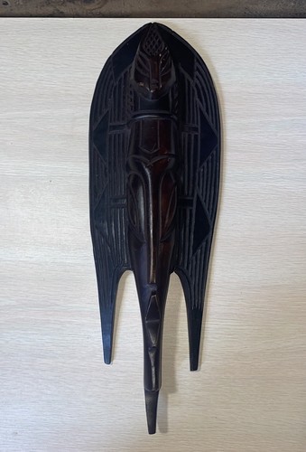 Máscara tribal africana colgante de pared de madera decorativa hecha a mano en Ghana - Imagen 3 de 10