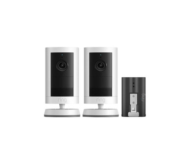 Ring Outdoor Cam Plus 2-Pack w/ 3 Quick Release Battery Packs White New OEM