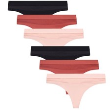 No Boundaries 6Pk Mesh Madness Thong, XS NWT Black, Brick Orange, Peach