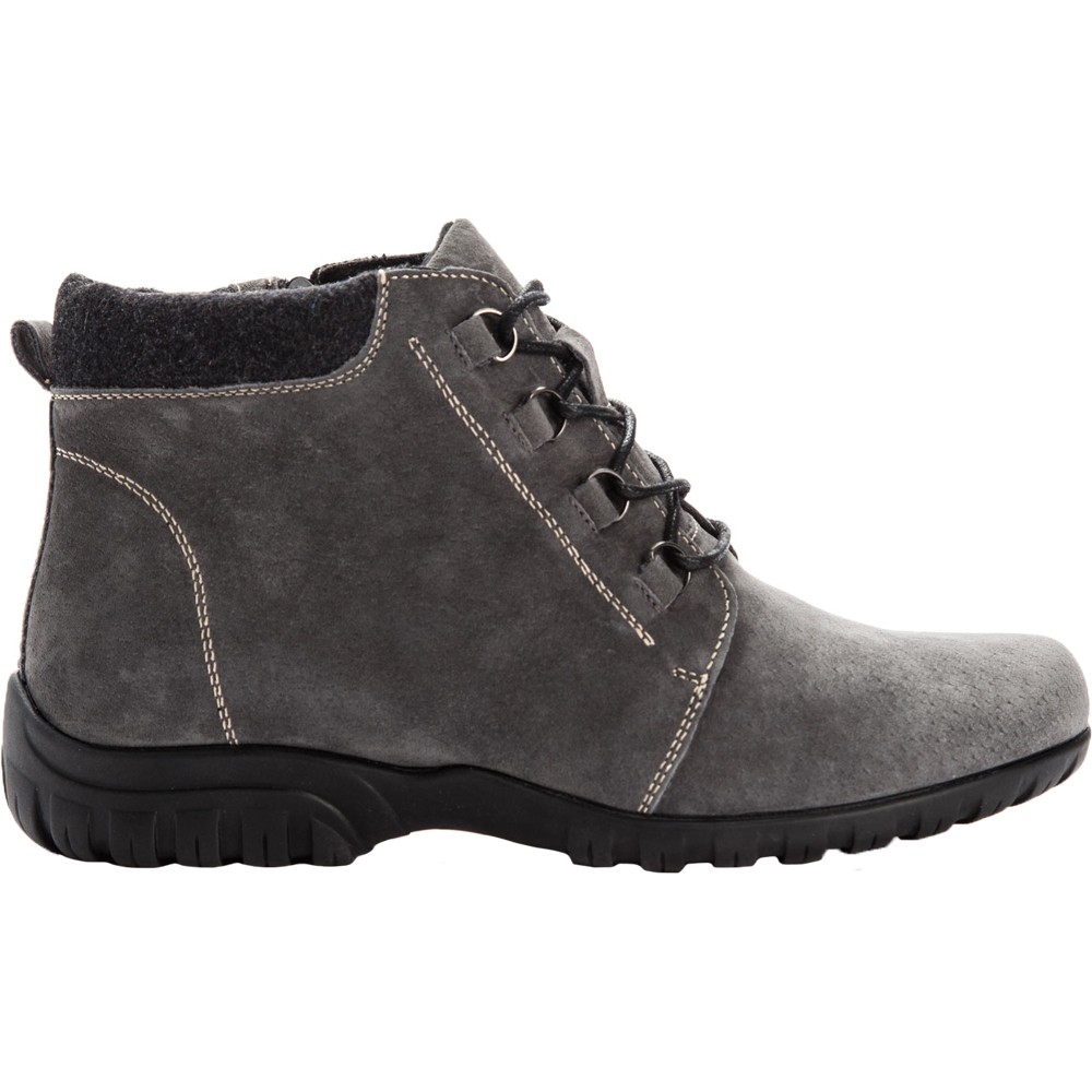 Propet Delaney Round Toe Lace Up Zippered Booties Womens Grey Casual Boots  WFV00