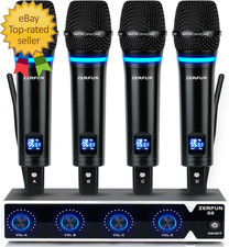4 Channel Rechargeable Wireless Microphone System Pro UHF Metal Handheld