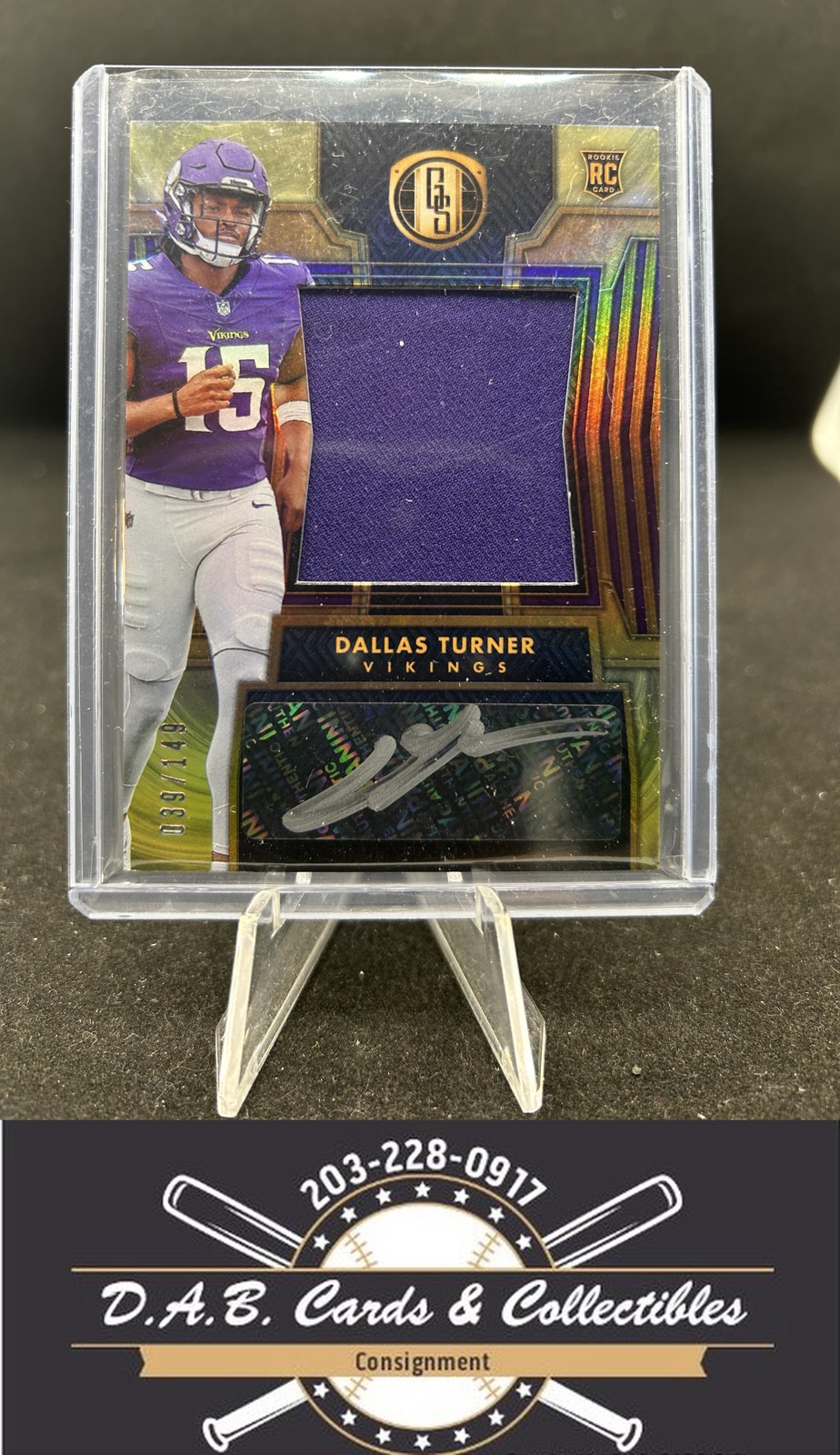 2024 Panini Gold Standard #247 Dallas Turner ROOKIE PATCH Auto #/149 Vikings J15
