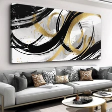 Large Abstract Wall Art Modern Framed Canvas Print for Living Room, Bedroom, ...