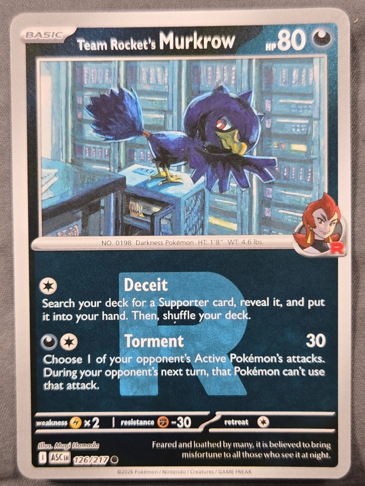 Team Rocket's Murkrow (Team Rocket) Reverse Holo ME: Ascended Heroes 126/217 NM