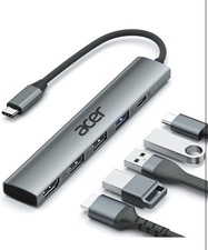 Acer 5 In 1 Usbc Hub with 4K HDMI, 100W Power Delivery, 3 USB A Data Ports