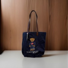 NWT Polo Ralph Lauren Navy FLAG SWEATER BEAR Cotton Twill Embroidered Tote Bag