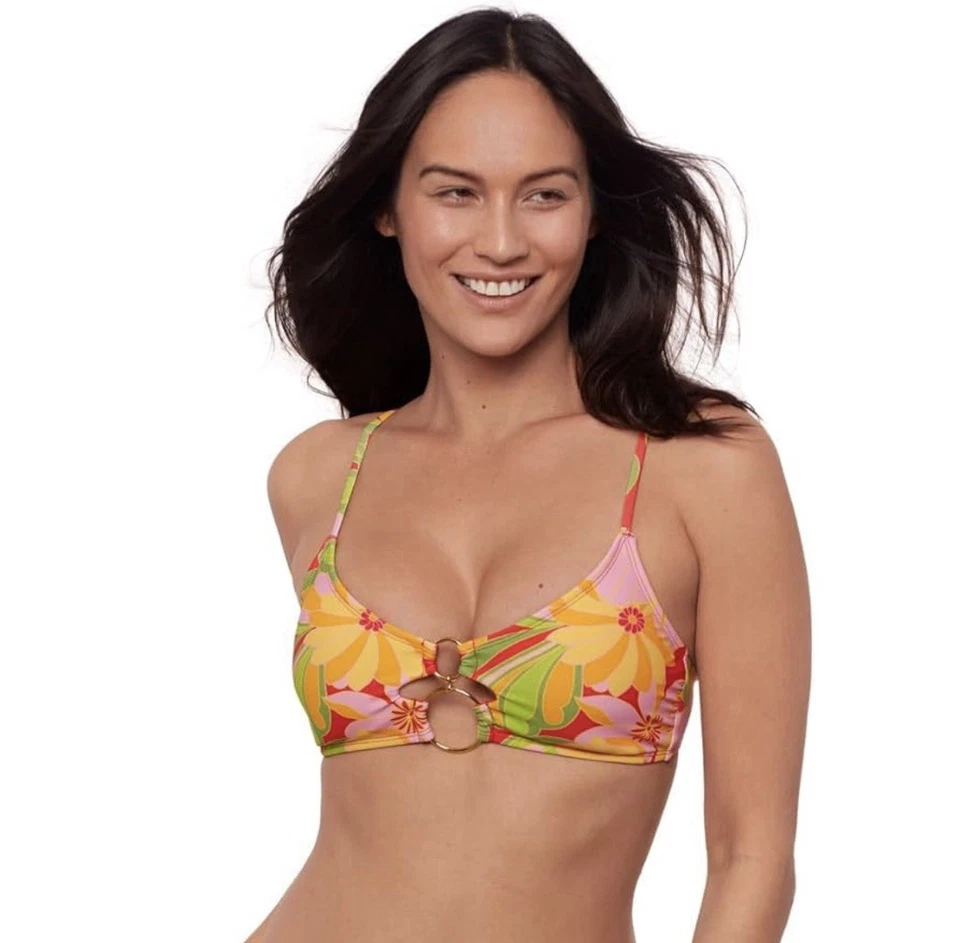 Neu mit Etikett Sports Illustrated XL Super Bloom Doppelring Bikini Oberteil - Badeanzug Bademode