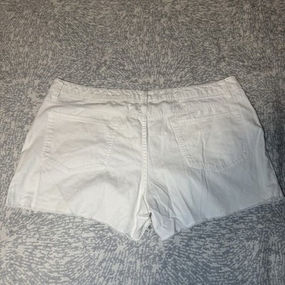 Faded Glory White Denim Jean Shorts Women s Size 16 Raw Hem