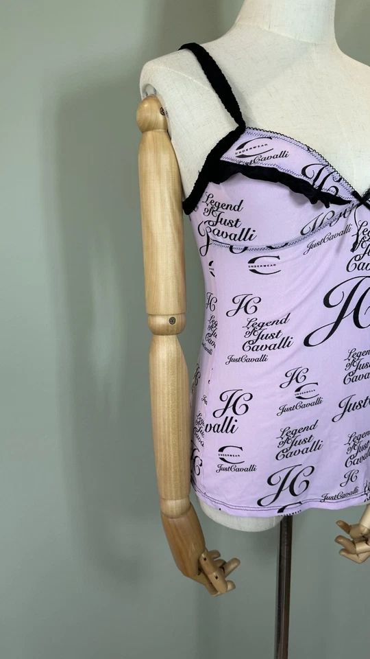 Blusa de lingerie Just Cavalli Legend feminina rosa monograma malha tamanho G - Imagem 3 de 4