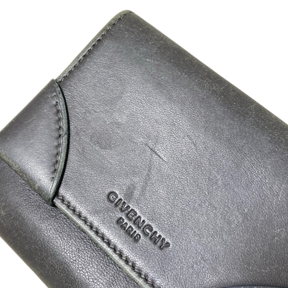 GIVENCHY - Dark Gray Leather Double-hook Wallet - image 9