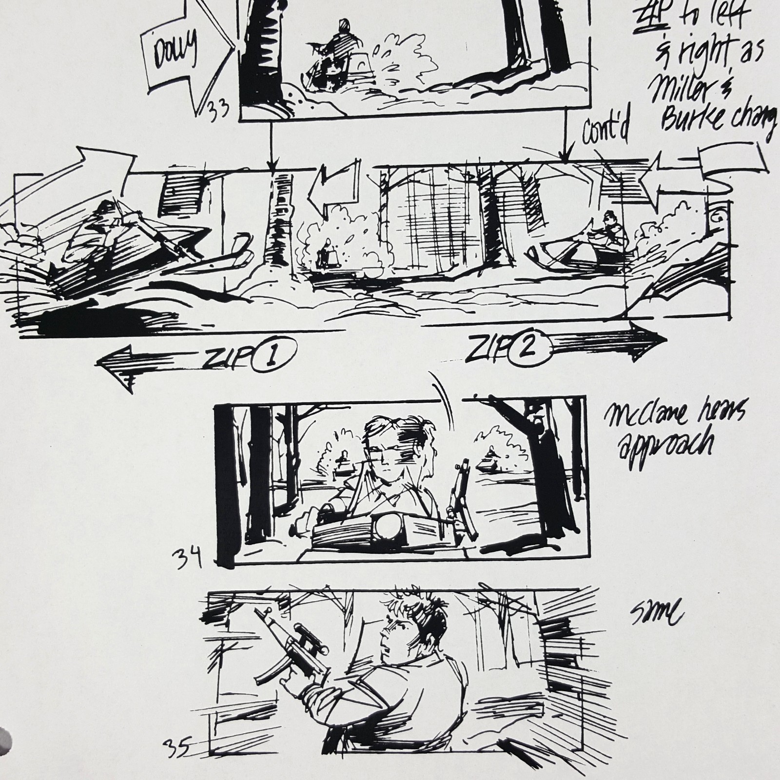Image 6 of Die Hard 2 - Production Used Storyboard, Bruce Willis Snowmobile Chase, Prop 10
