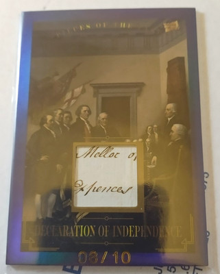 2023 Pieces Of The Past Declaration of Independence Hand Written Relic Card /10