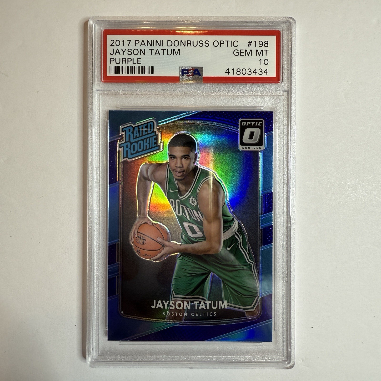 2017 Panini Jayson Tatum Donruss Optic Purple #198 Rated Rookie Celtics - PSA 10