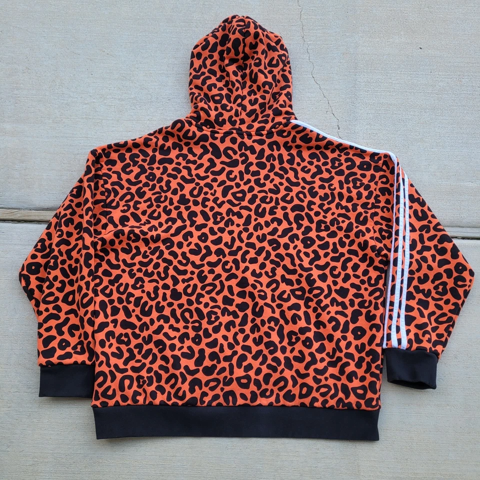 Moletom com capuz Adidas Rich Mnisi feminino leopardo animal AOP grande original roupa ativa - Imagem 3 de 4
