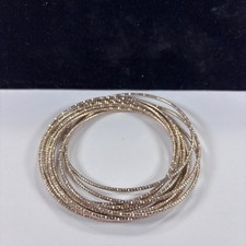 Women's Gold-Tone Thin Stacking Bangles Set Textured Metal Bracelets Size 7.5"