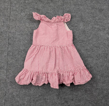 Ralph Lauren Dress Baby Girls 9M Seersucker Pink Ruffle Preppy Timeless Cotton
