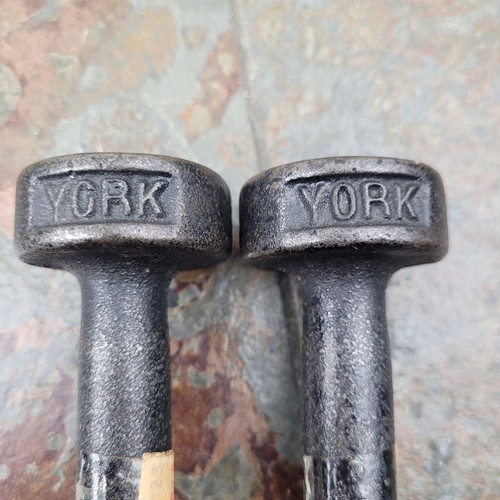Vintage York 1 Pound Dumbbells Roundhead 1 Lb Weights 2 Lbs Total USA - Picture 6 of 11