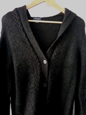 AMERICAN OUTFITTERS Wool Hoodie Long cardigan XL Mohair 90's Button Down Black