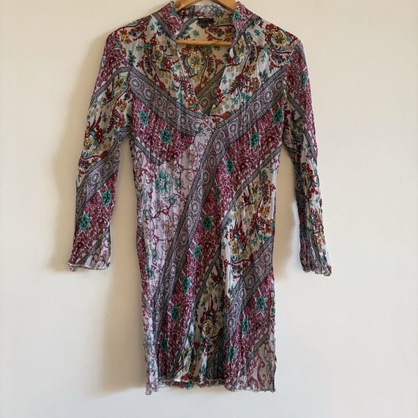 Boho Paisley Tunic Top Summer Sheer Thin Bohemian Print y2k