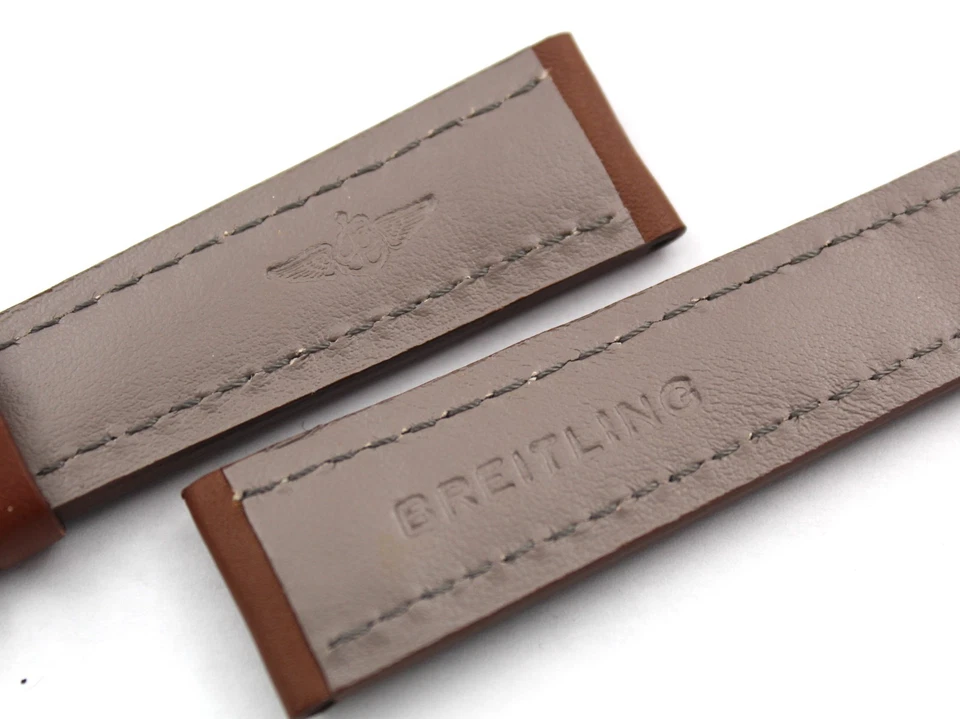 Correa de reloj Breitling Chronomat Cuir verdadero oro marrón 20/18 mm hecha a mano Foto 4 de 4