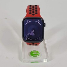 Unlocked Apple Watch Series 7 45MM Black Aluminum Red Sport Band MKJ73LL/A