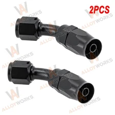 2x -4AN 45 Degree 7/16"-20UNF Hose End Swivel Fitting For Oil/Fuel/Gas Hose Line