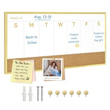 Magnetic Weekly Dry Erase White Board and Cork Board, Aluminum Frame Mini Whi...