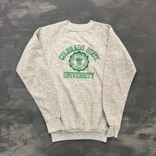 Vintage Colorado State University Sweatshirt Youth Large Gray 1970s Flock