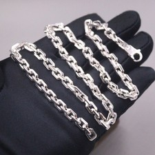 Genuine 925 Sterling Silver 6mm Cable Link Chain Necklace 19.7inch Lobster-Clasp