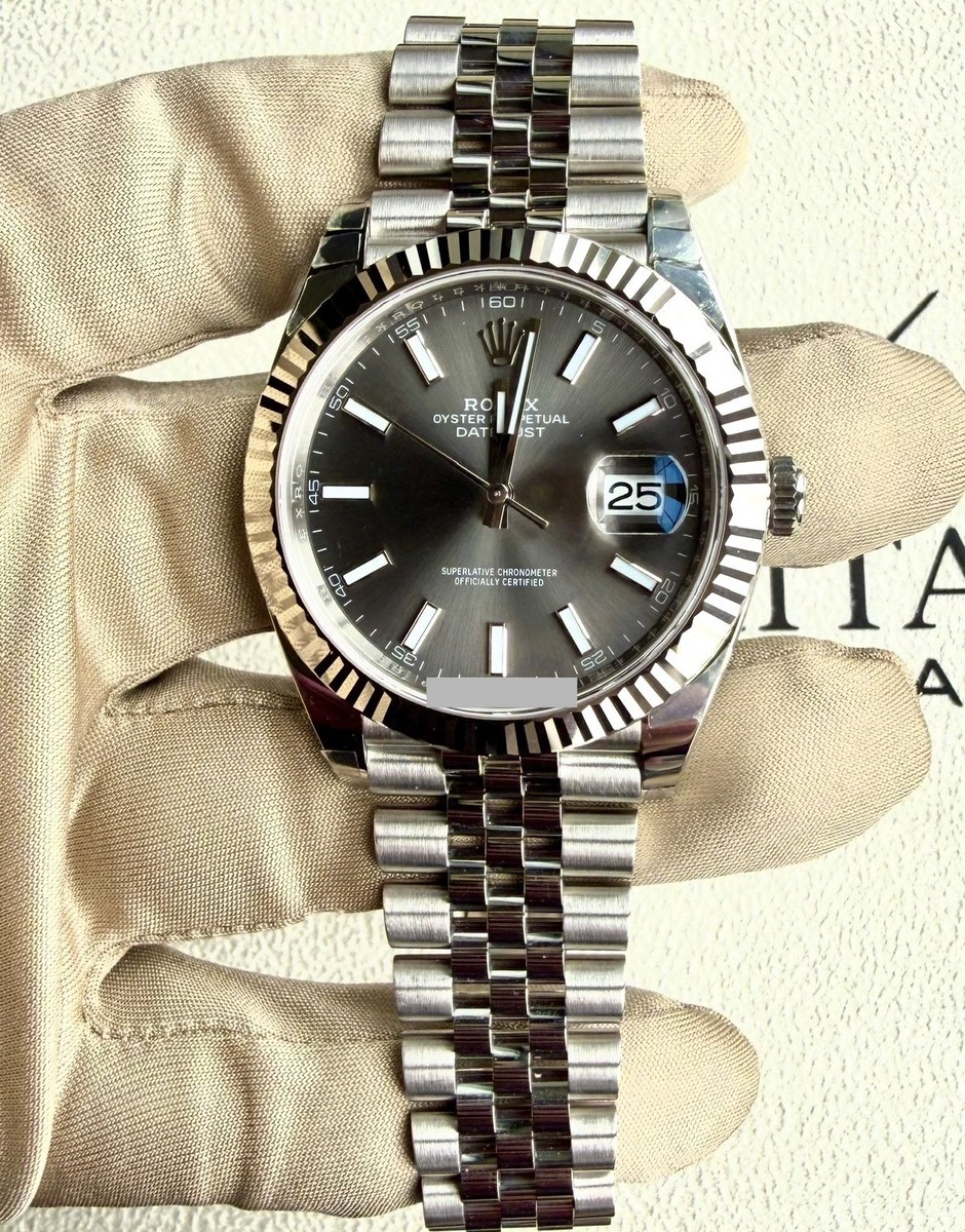 Rolex Datejust 41mm M126334 Rhodium Jubilee Bracelet Fluted Bezel
