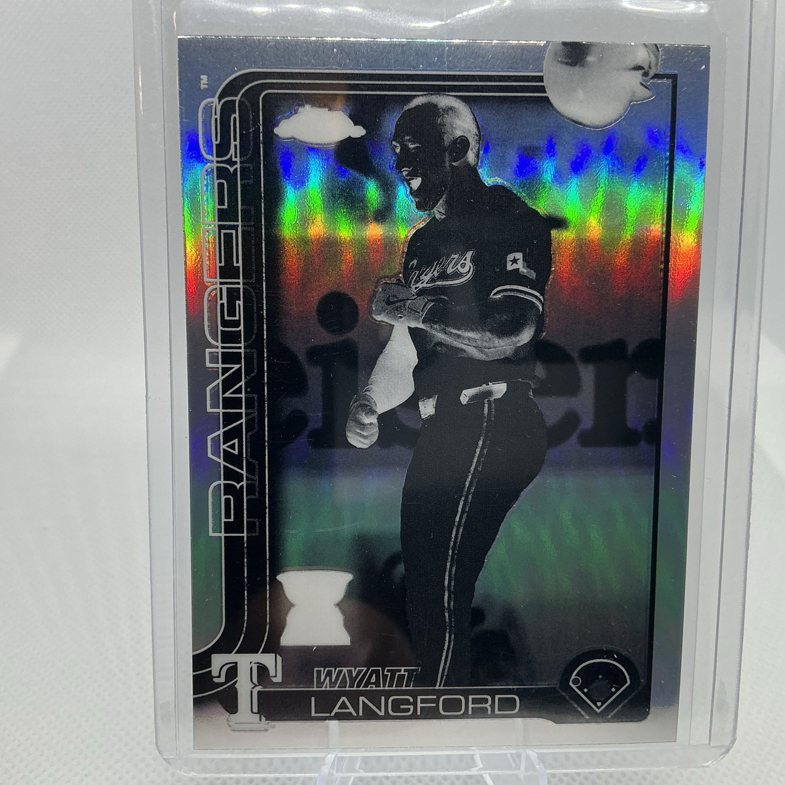 2025 Topps Chrome #68 Wyatt Langford Negative Refractor Rookie Cup SP Rangers