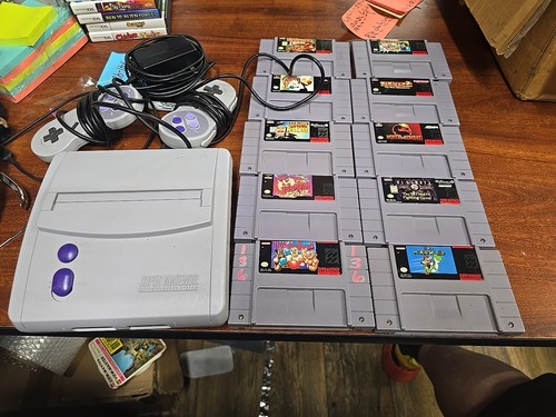 Super Nintendo SNES JR Console - Cable - 2 Controller - Tested W 10 Games Marios