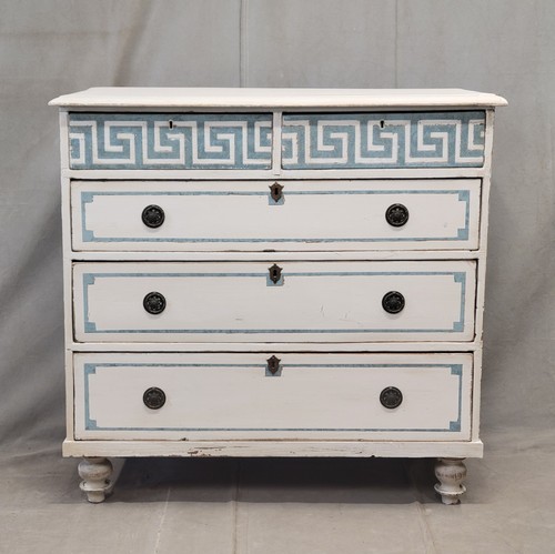 Greek Drawer Antique English Pine Painted Dresser Chest of Drawers with Greek Key ...
