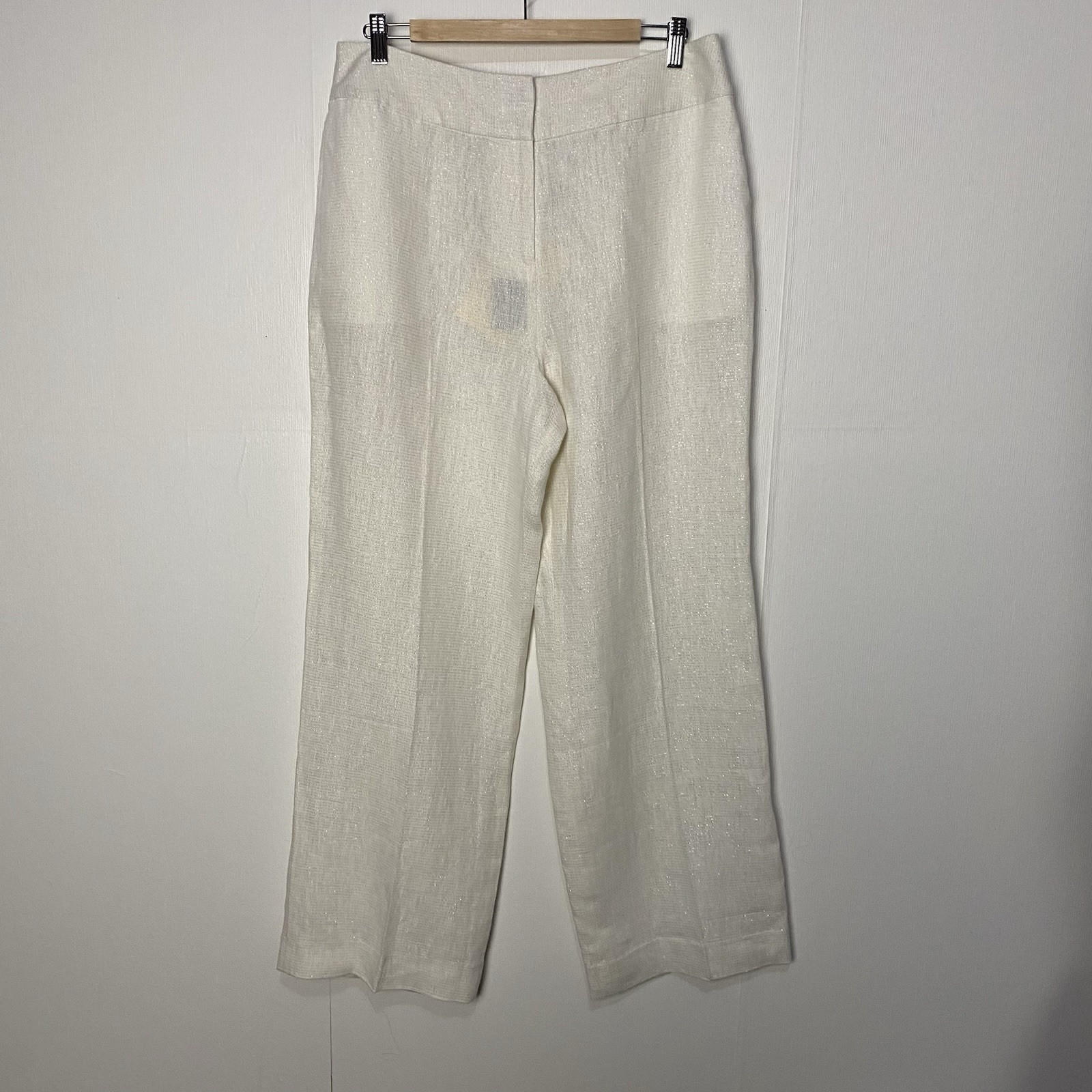 ALTRA Pantalone donna Bradley Bayou scintillante misto lino metallizzato gamba larga taglia 16.