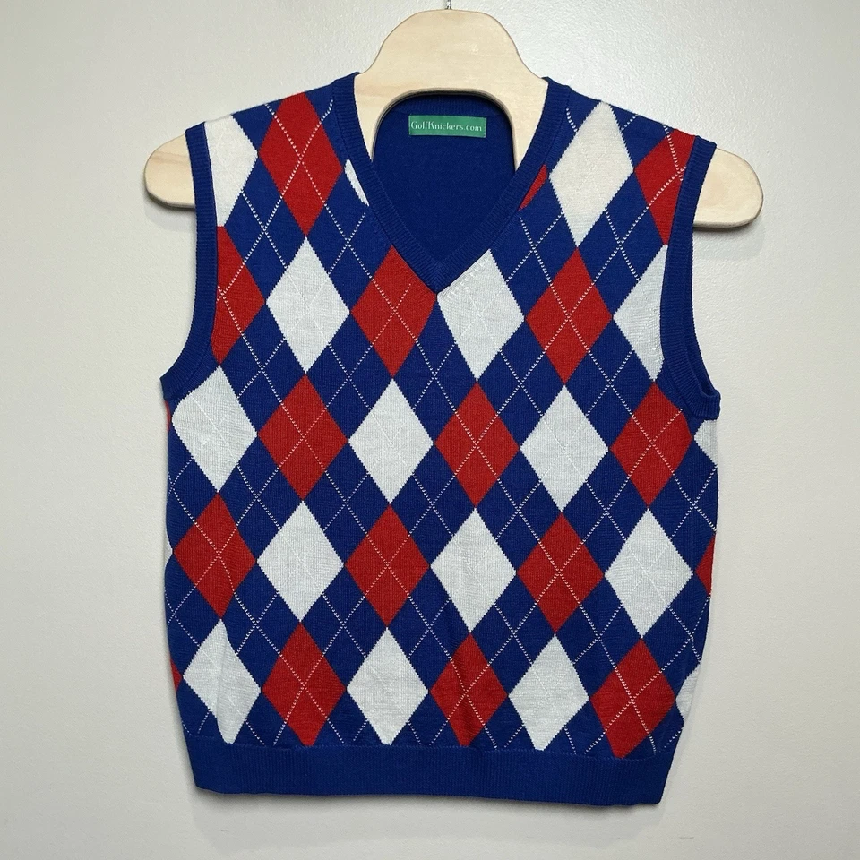 Golf Knickers Sweater Vest 2XL w/ Matching Socks Wool Blend Blue Red White NWOT - Image 4 of 4