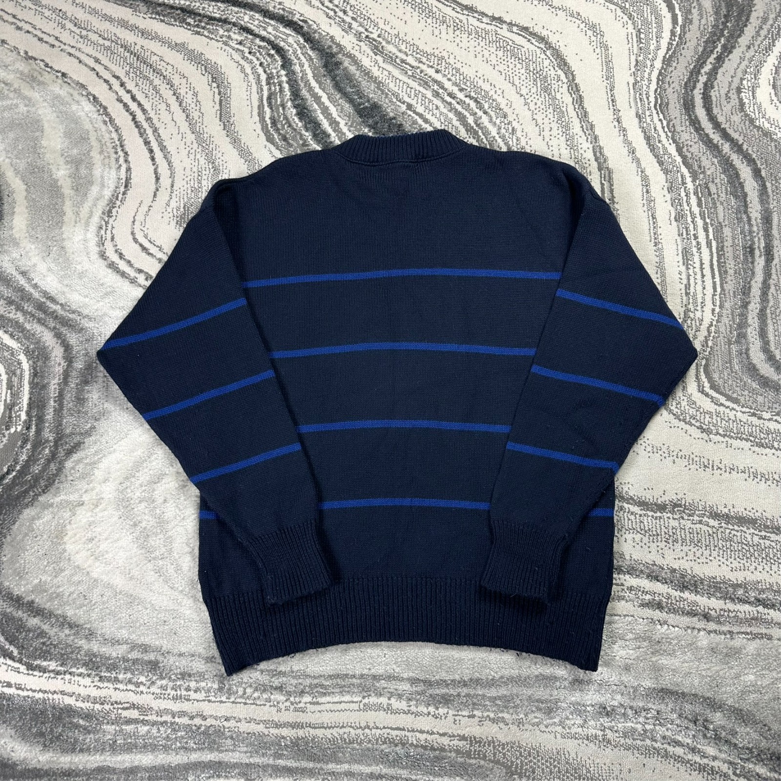 Vintage Popeye 1990s Navy Blue Wool Marine Concept Graphic Sz Large Knit Jumper image 9