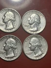 Lot of 4 90% Silver Washington Quarters Junk Silver - FREE SHIPPING