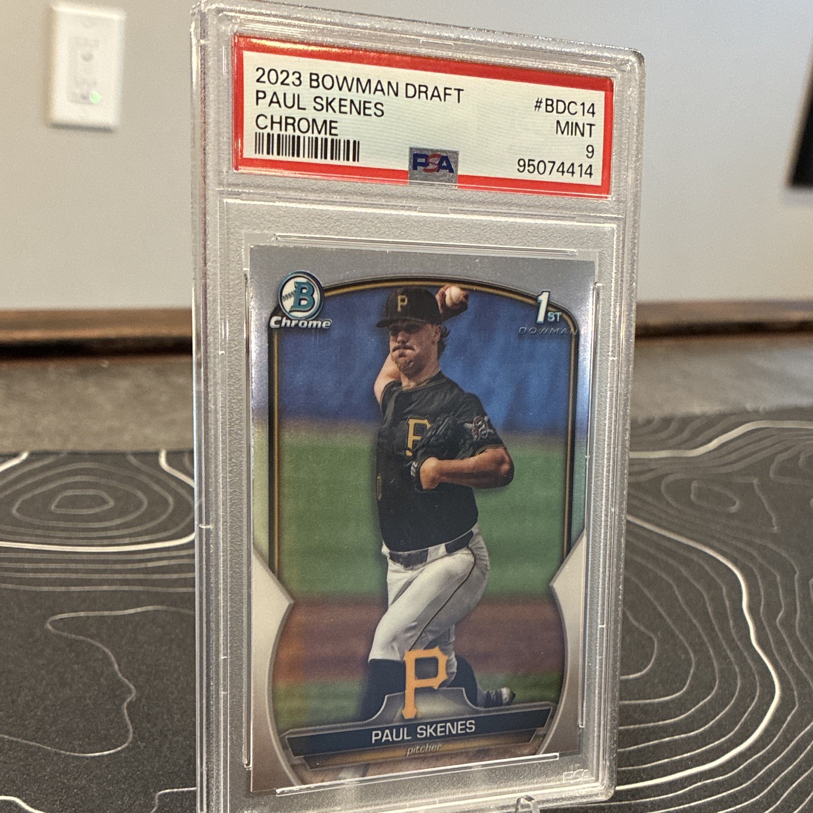 Topps 2023 Bowman Draft Chrome Paul Skenes #BDC-14 Rookie PSA 9 Pirates view 3