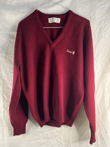 Vintage Pringle Wool Jumper Mens Size Medium M Red Burgundy 100% Wool Logo - Picture 3 of 15