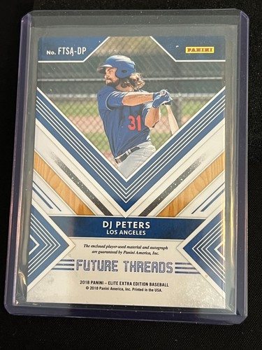 DJ Peters 2018 Elite Extra Future Threads Silhouette Gold Auto #25/99 - Dodgers - Picture 2 of 2