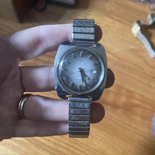 Vintage 1974 Timex Watch Water Resistant Automatic Sunburst 47550 03274- Runs!
